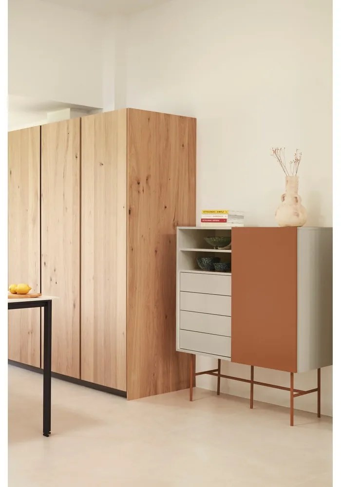 Vysoká komoda s posuvnými dverami v béžovo-tehlovej farbe 120x140 cm Nube – Teulat