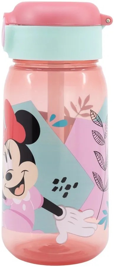 Plastová fľaša na pitie so slamkou a viečkom Minnie Mouse - 510 ml