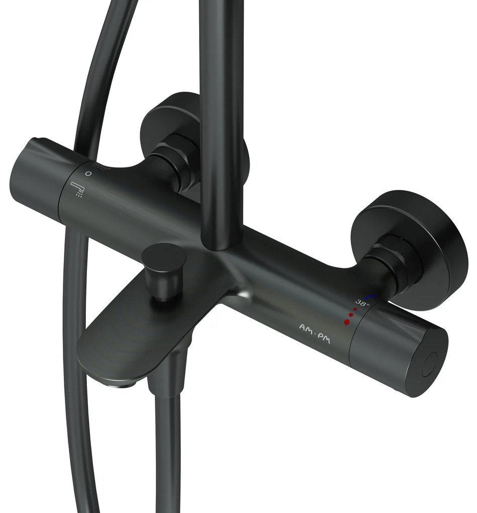 Sprchový systém AM.PM Like F07LA522 s termostatickou vaňovou a sprchovou batériou, čierny