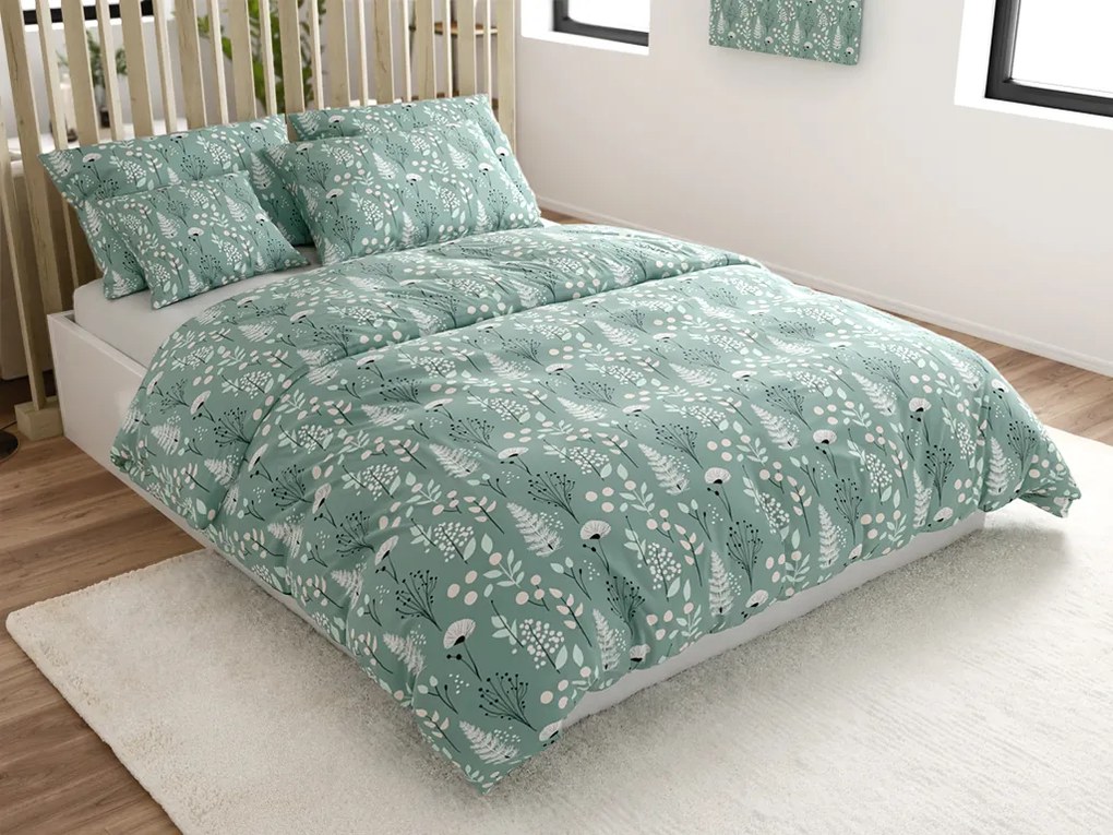 Bavlnené obliečky WILD FLOWERS mentolové Rozmer obliečky: 70 x 90 cm | 140 x 200 cm