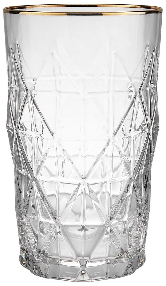 UPSCALE Pohár na long drink so zlatým okrajom 460 ml - číra/zlatá