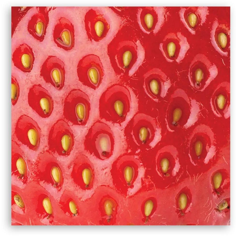 Obraz na plátně, Makro jahody - 40x40 cm