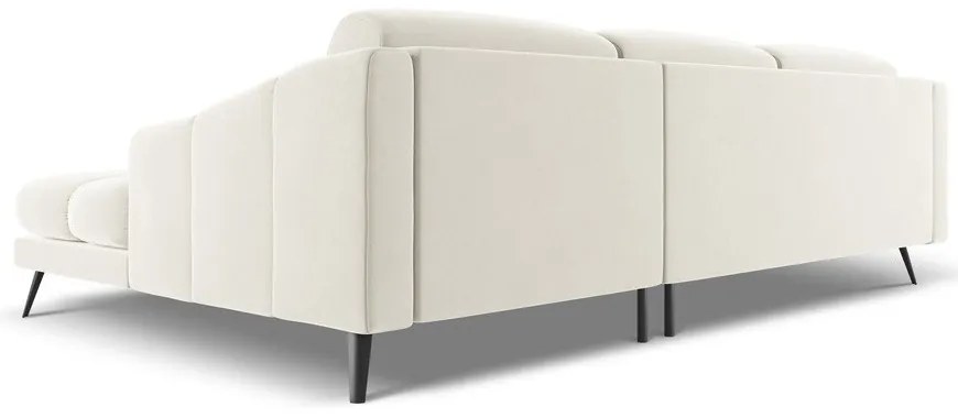 Krémovobiela zamatová rohová pohovka (pravý roh) Nalu – Makamii