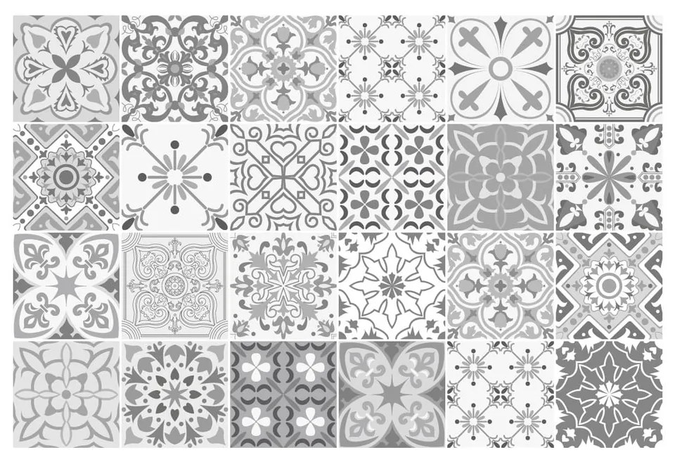 Sada 24 dekoratívnych samolepiek na stenu Ambiance Gythio, 15 × 15 cm