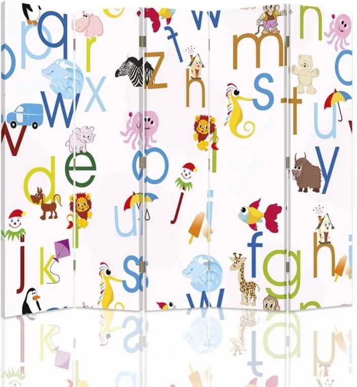 CARO Paraván - Letters | päťdielny | obojstranný 180x150 cm