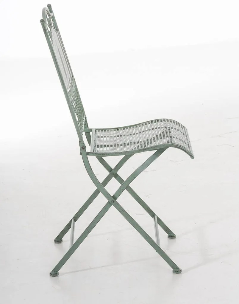 Kovová skladacia stolička Kiran - Zelená antik