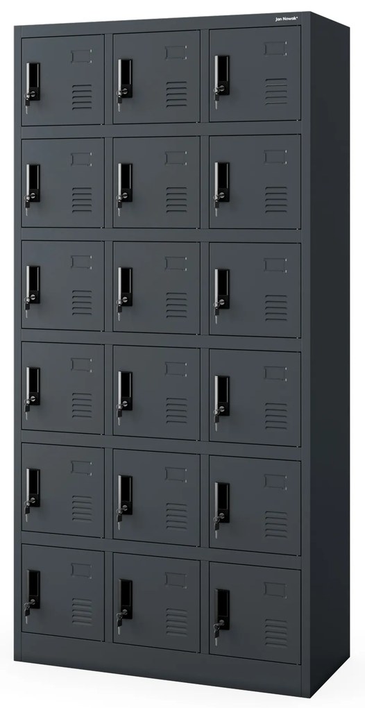 Sociálna skrinka s priehradkami KAROL, 900 x 1850 x 400 mm, antracitová