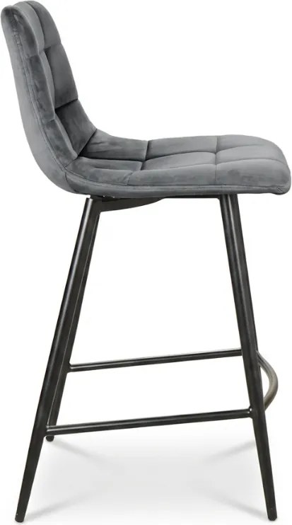 Sivá barová stolička MILA VELVET s čiernymi nohami