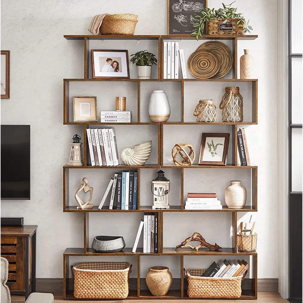 Vasagle Polica/regál na knihy PRESTON, 70x24x190,5cm, hnedá