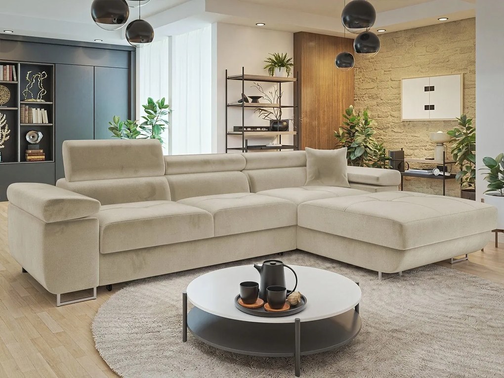 Rohová sedačka Terazuro Mini (béžová) (s úl. priestorom) (p)