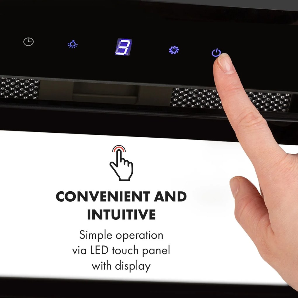 Klarstein Hektor Brilliant Edition, digestor, 52 cm, vstavaný, 506 m³/h, dotykové ovládanie, sklo, čierny