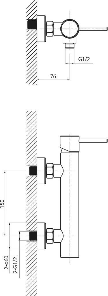 Sapho Sapho, ICONIC nástenná sprchová batéria, medená matná, AF011PG