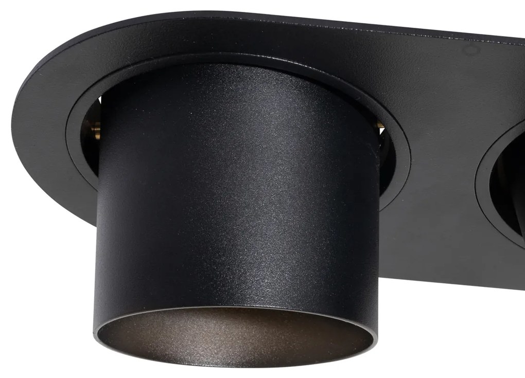 Okrúhle zapustené bodové svetlo čierne GU10 70 mm výkyvné 2-svetlo - Installa