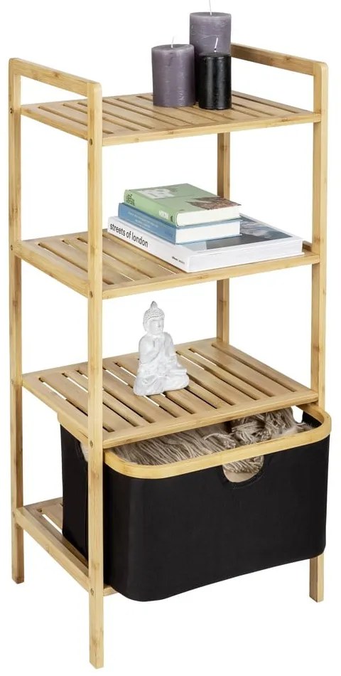 Čierny/prírodný bambusový kúpeľňový regál 44x93,5 cm Ecori - Wenko