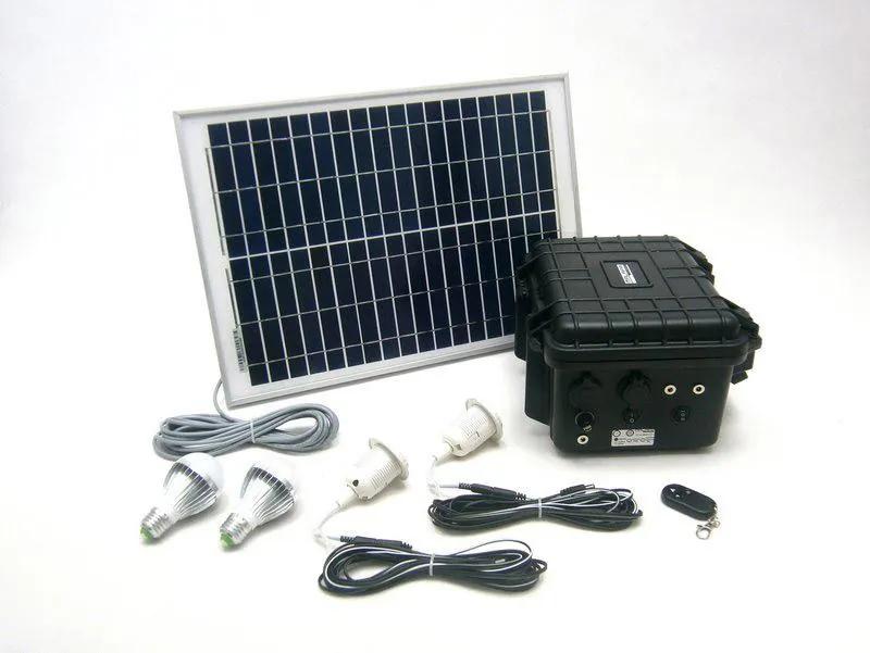 SOLAR Solárny monokryštalický systém SO202 20W 12V s USB výstupom a LED osvetlením