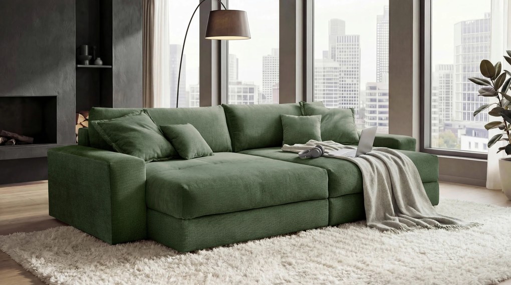 XXXLutz VEĽKÁ POHOVKA, textil, zelená P & B - Sedačky - 002220024208