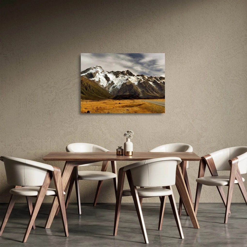 Sklenený obraz hory Sefton, Nový Zéland (70x50 cm)
