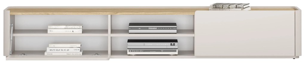 TV stolík Elivo 220 cm so zásuvkou - kašmír / olejovaný dub