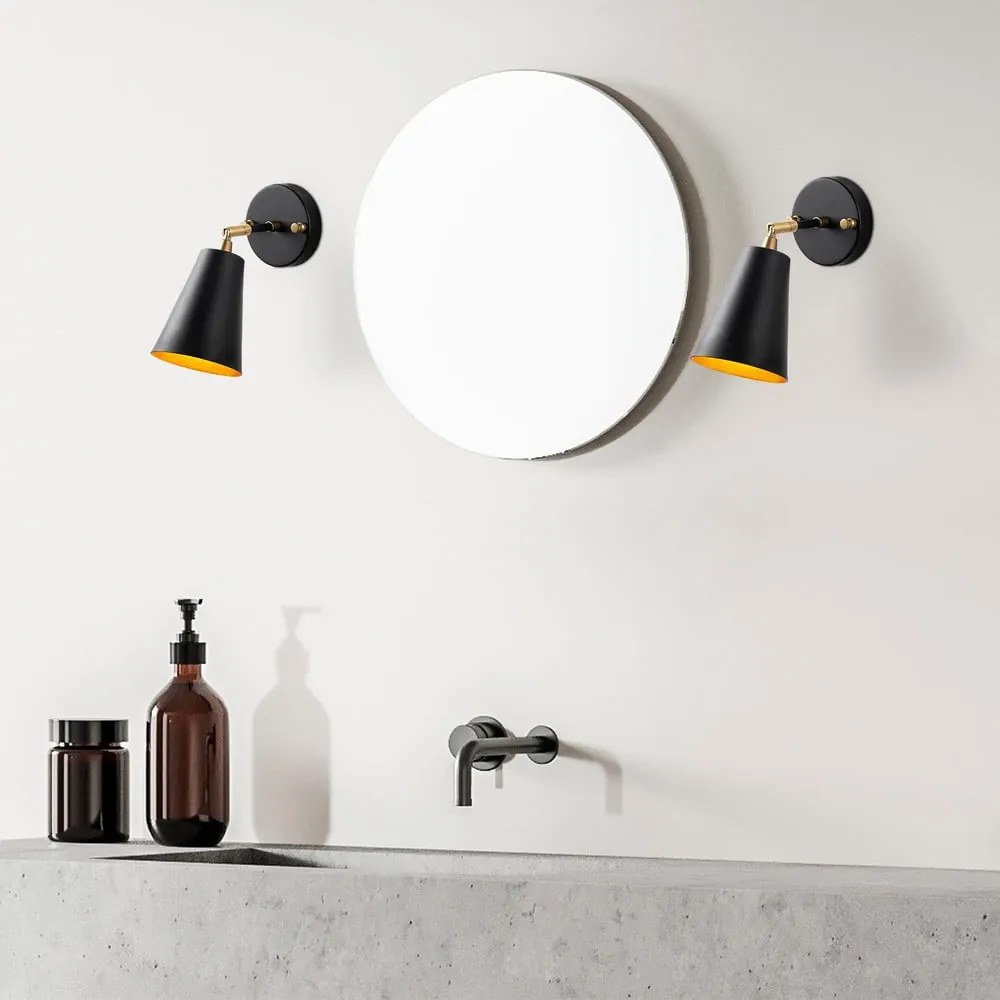 Čierne/v zlatej farbe nástenné svietidlo ø 10 cm Evander – Opviq lights