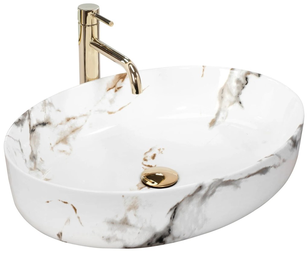 Rea Queen Carrara, umývadlo na dosku 55x42 cm, imitácia kameňa, REA-U1232