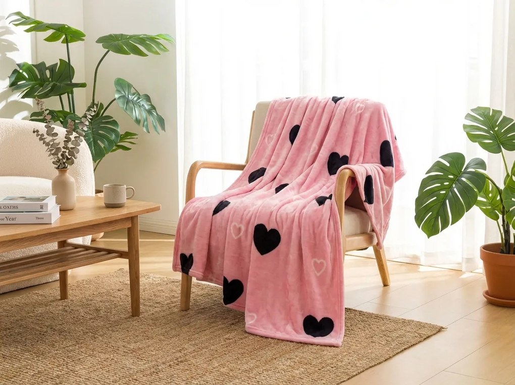 Mikroplyšová deka CORAZON, ružová Rozmer: 200 x 220 cm