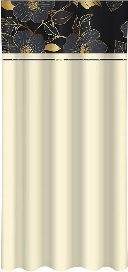 Klasický krémový záves s potlačou zlatých kvetov Šírka: 160 cm | Dĺžka: 270 cm