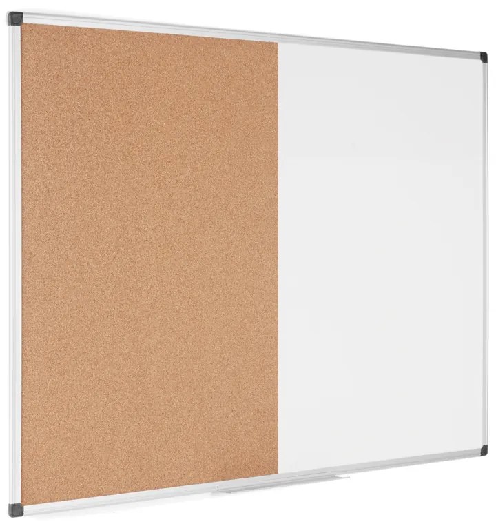 Popisovacia magnetická tabuľa a korková nástenka, kombinovaná, 900 x 600 mm