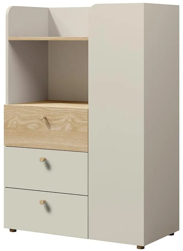 Komoda Yuki 7 Sivá béžová/Olejovaný dub