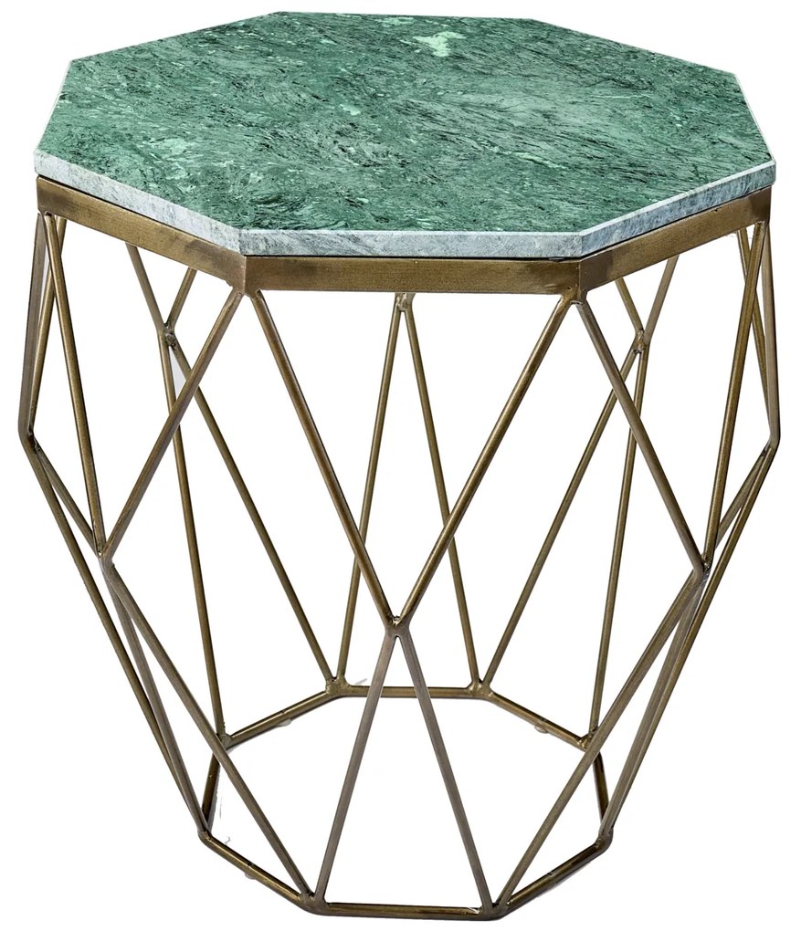 Konferenčný stolík Diamond 50cm mramor mosadz zelená