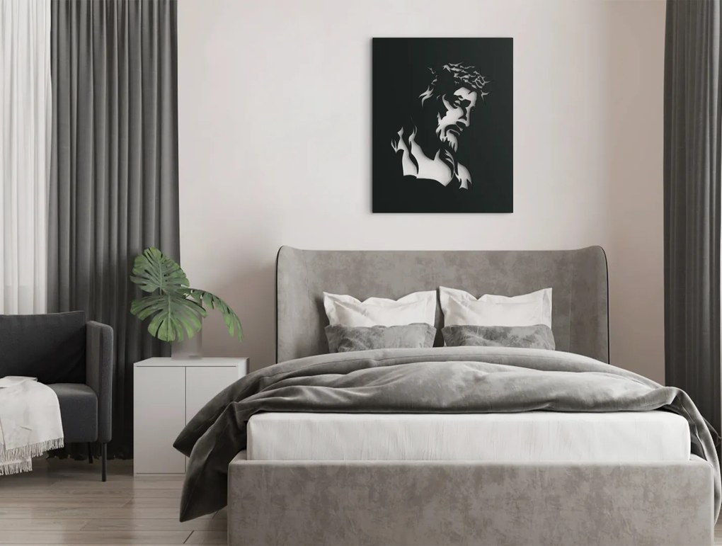 drevko Drevený obraz Ježiš s tŕňovou korunou Rozmer obrazu: 40,5 x 32,5 cm, Farba dekorácie: Čierna