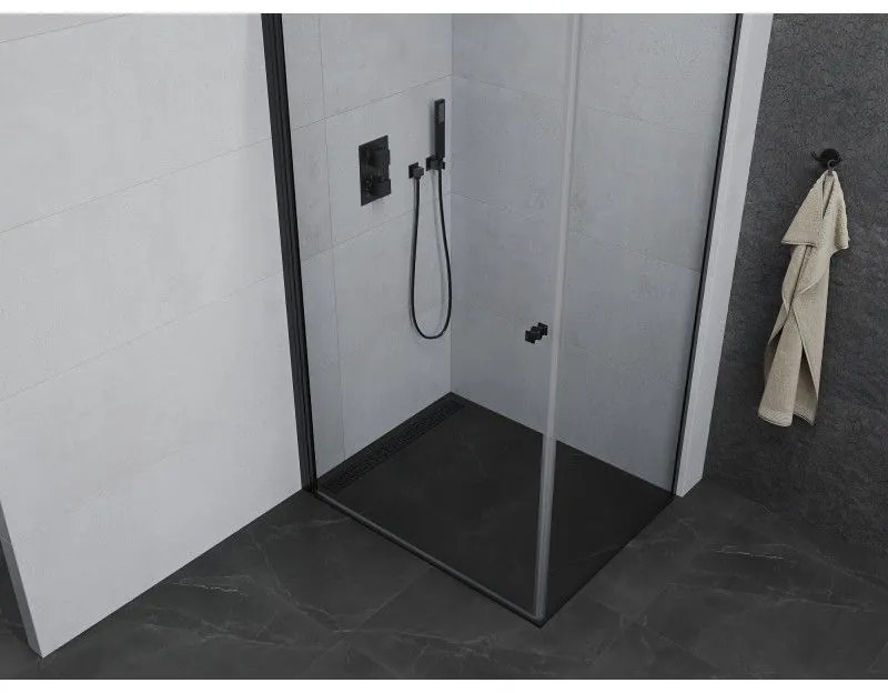 Mexen Pretoria, sprchovací kút 100 (dvere) x 110 (stena) cm, 6mm číre sklo, čierny profil, 852-100-110-70-00