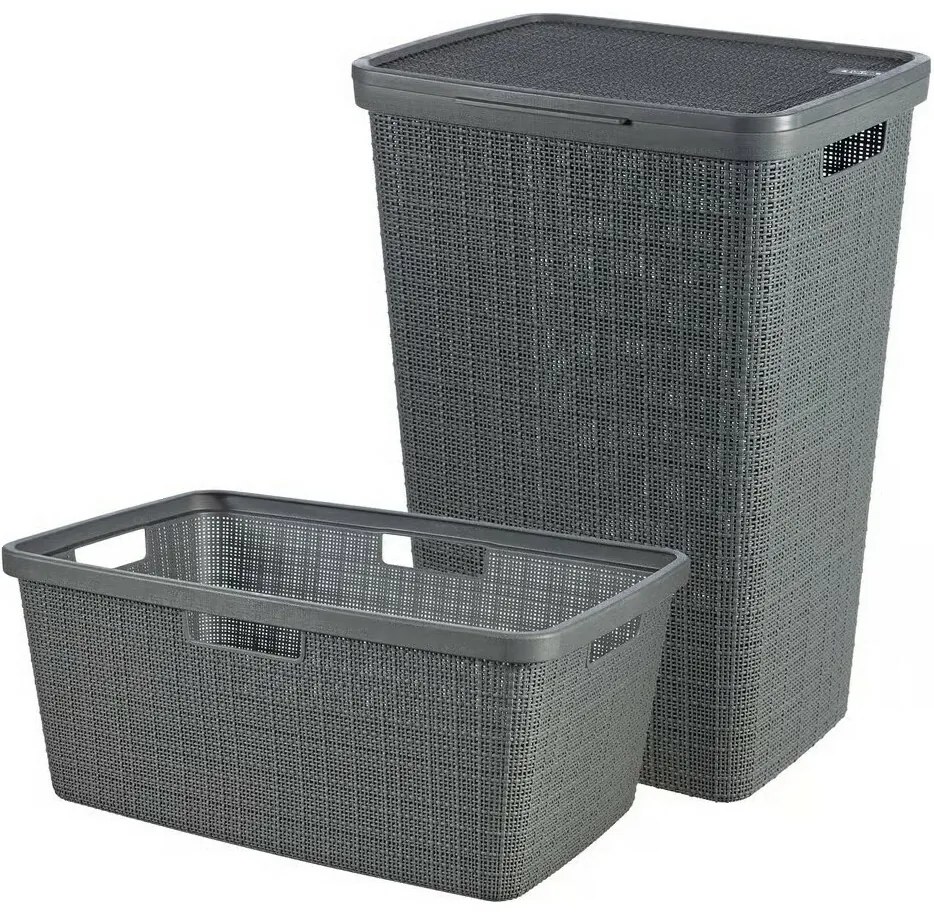 Curver Kôš na špinavú bielizeň Jute 58 l, tm. šedá