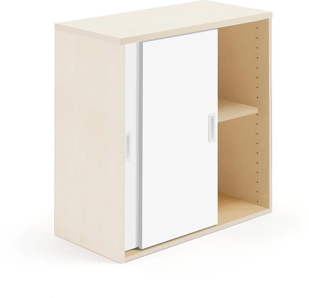 Kancelárska skriňa Modulus s posuvnými dverami, 800x800 mm, breza / biela