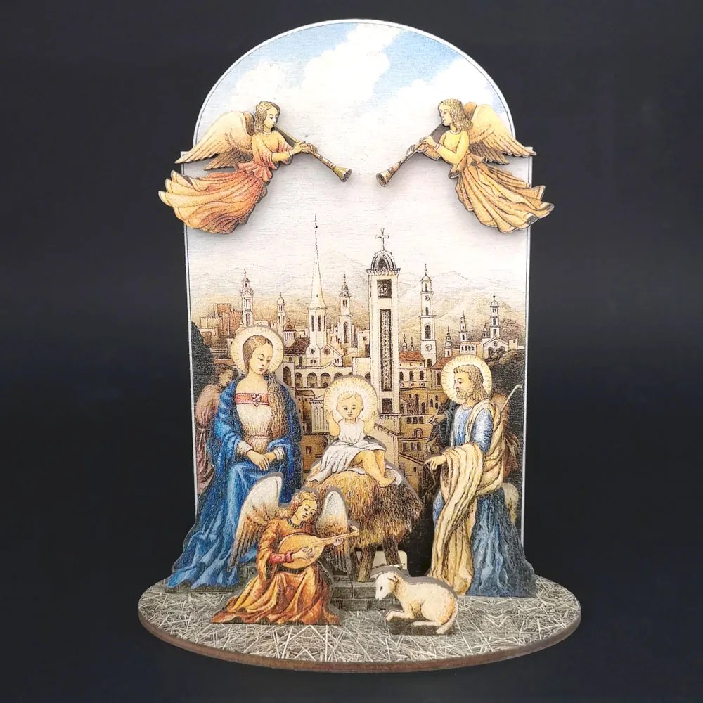 AMADEA Drevený skladací betlehem 3D 19 cm