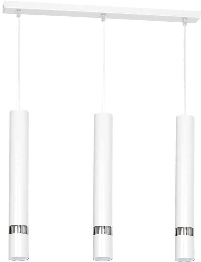 Závesné svietidlo Joker, 3x biele kovové tienidlo, w/ch