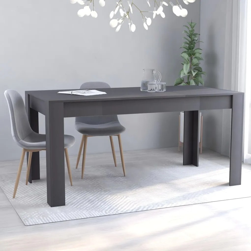 vidaXL Jedálenský stôl, sivý 160x80x76 cm, drevotrieska