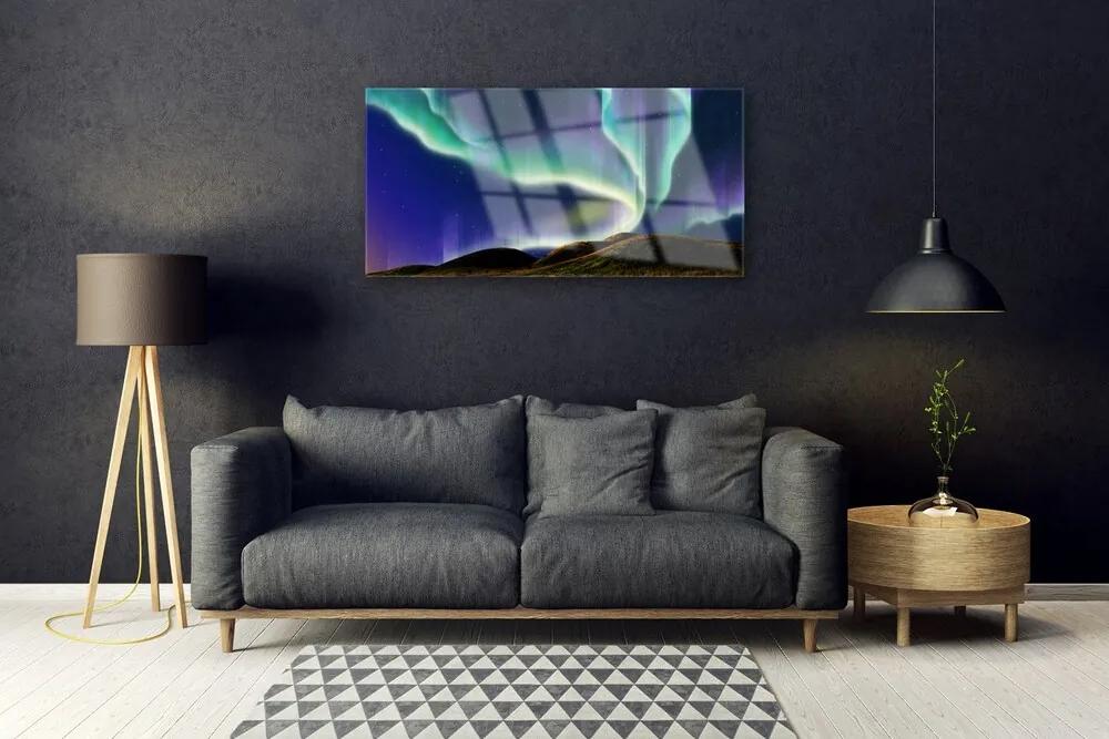 Obraz na skle Polárna žiara krajina 120x60 cm
