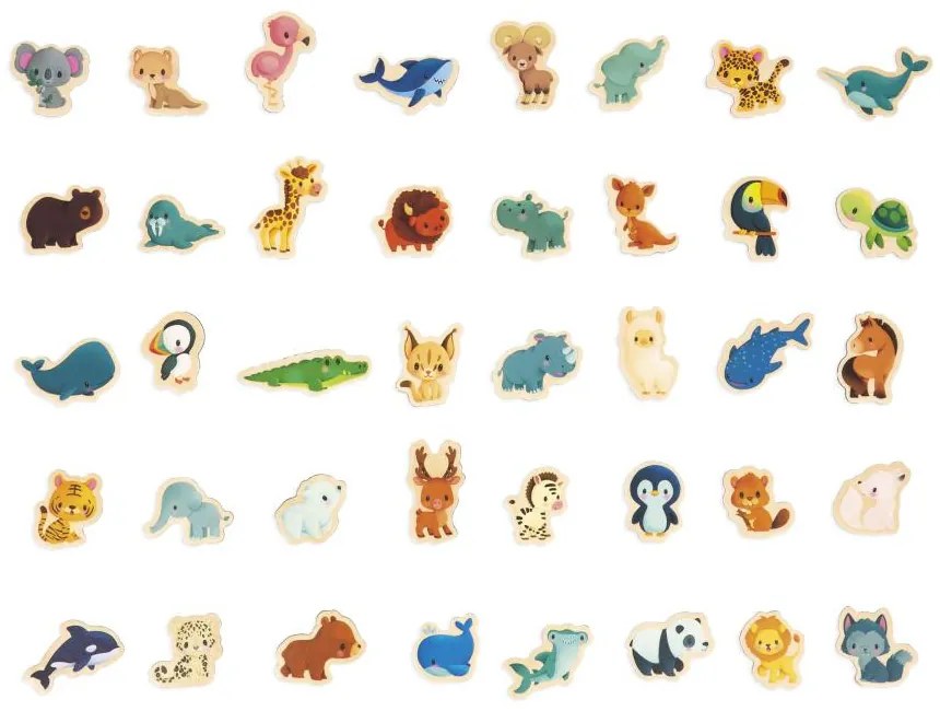 Magnetická mapa sveta - Kde žijú zvieratká - 40 ks