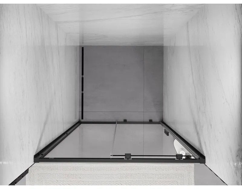 Mexen Exo, posuvné dvere do otvoru 105x200 cm, 6mm číre sklo, čierny profil, 8151-105-000-70-00