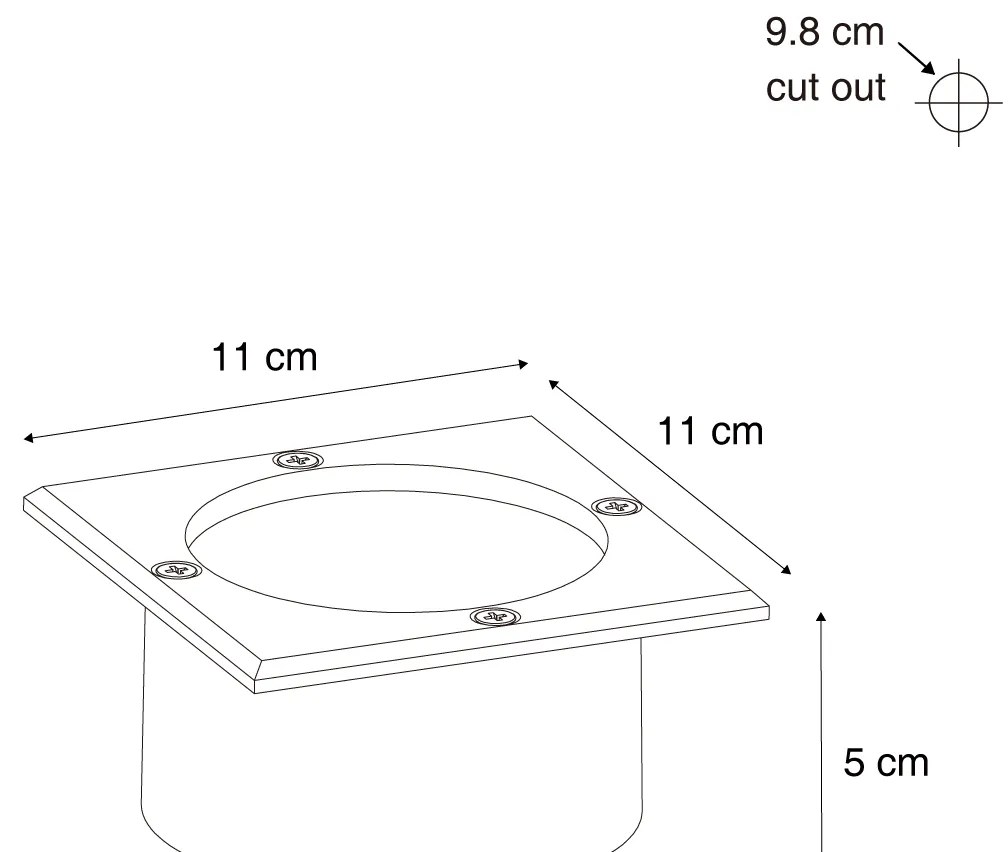 Sada 6 zapustených bodových svietidiel hliníkových štvorcových vrátane LED IP65 solárnych - Terry