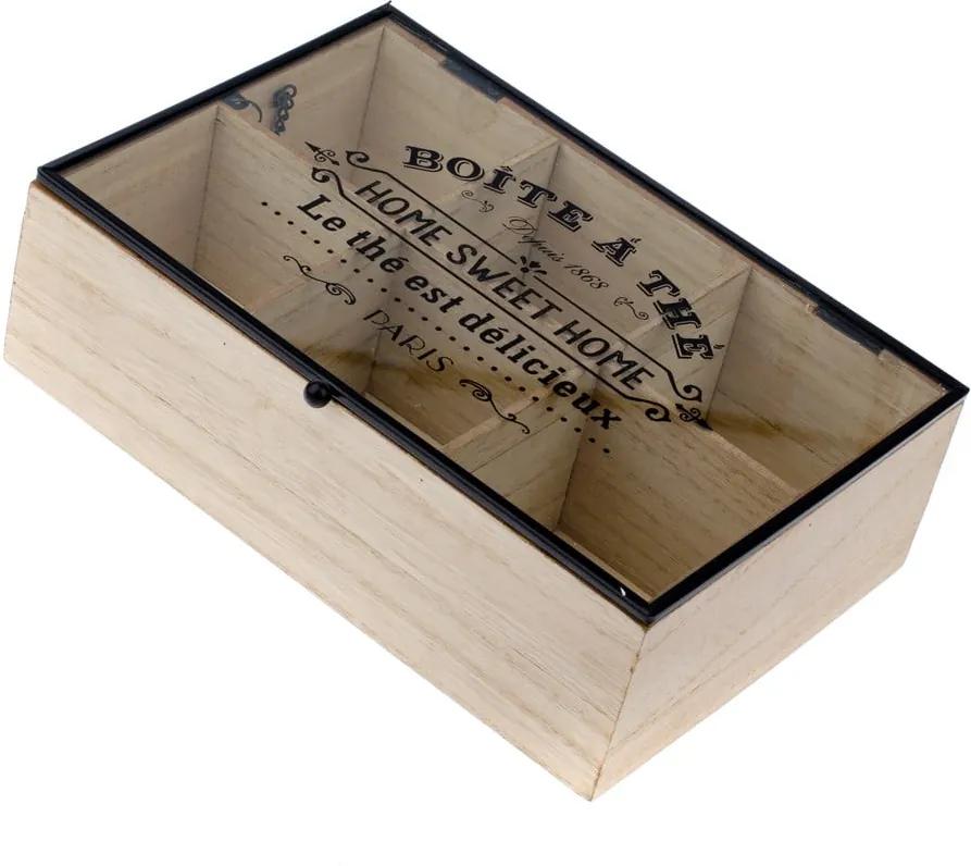Drevená škatuľka na čaj so 6 priehradkami Dakls Hannah, 24 x 16 cm