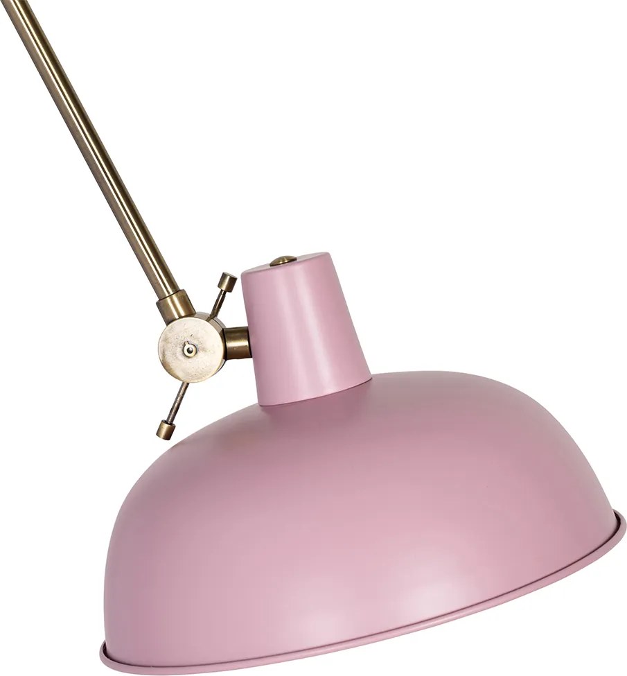 Retro nástenná lampa oceľová ružová s bronzovou - Milou