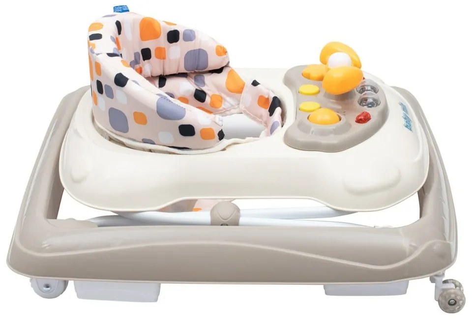 Detské chodítko Baby Mix s volantom a silikónovými kolieskami beige