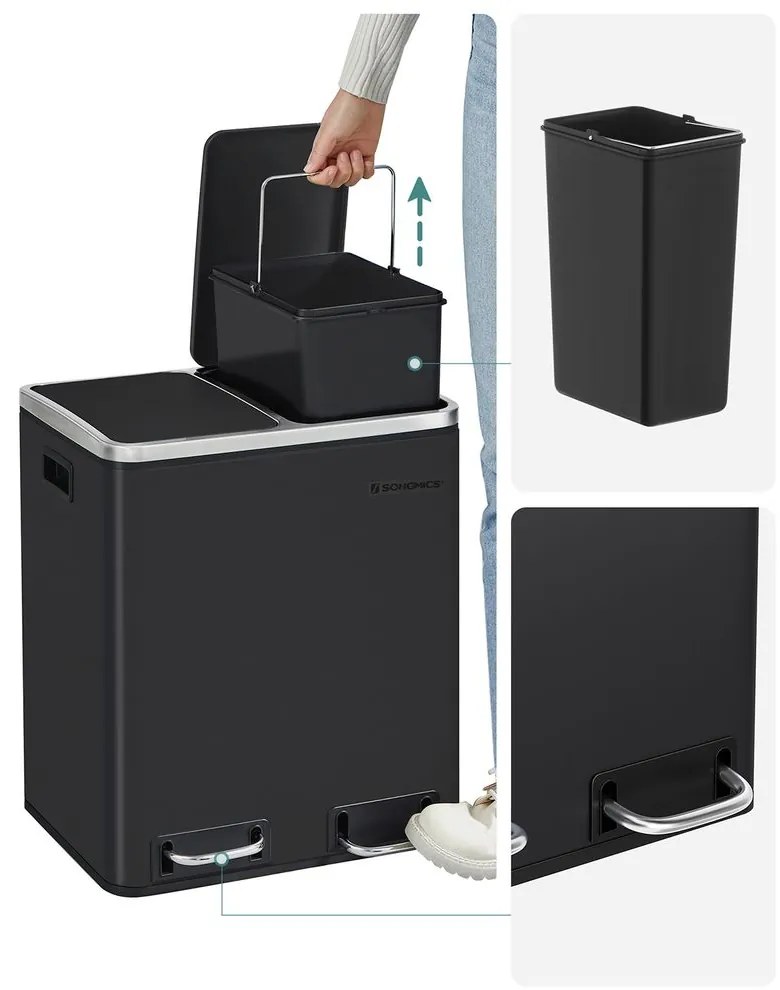 Recyklačný odpadkový kôš SONGMICS  LTB30BK