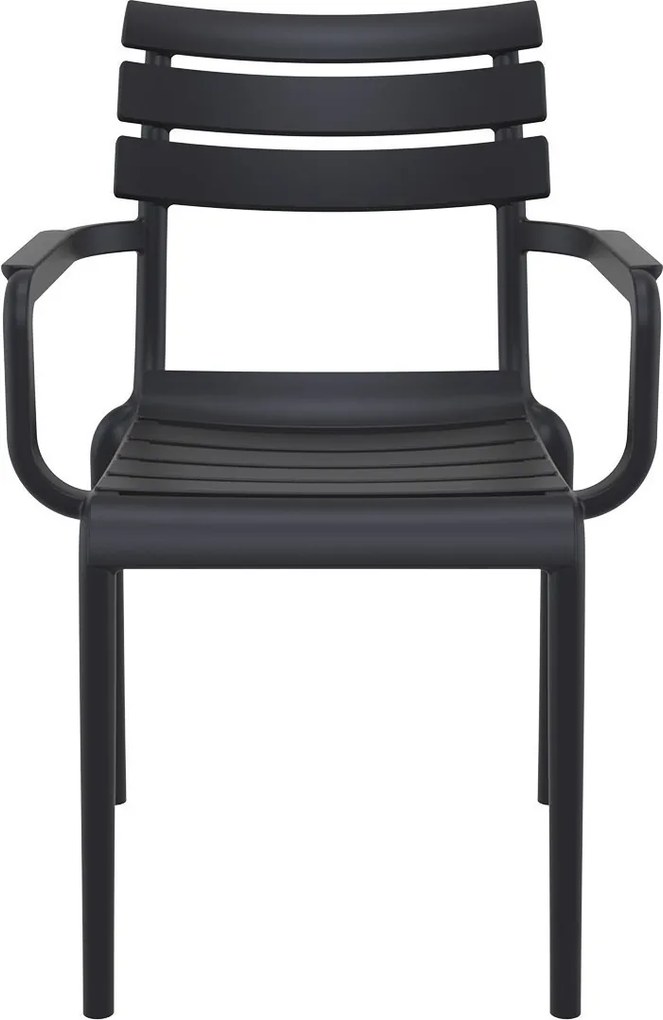 PARIS záhradná stolička s podrúčkami black