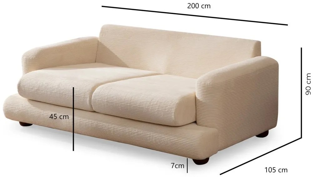 Dvoumístná pohovka River 200 cm béžová