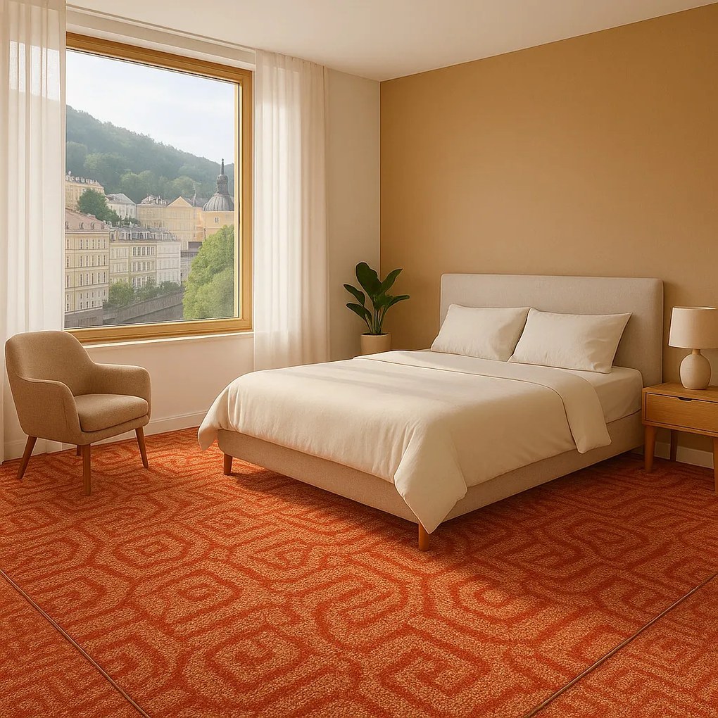 ITC, Koberec metráž Bella Marbella 53, na mieru, šíře 3m,4m,5m, oranžová, filc, obývacia izba