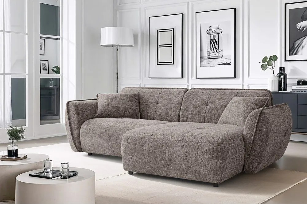 Taupe ženilková rohová pohovka (pravý roh/s leňoškou) Nelia – Ropez