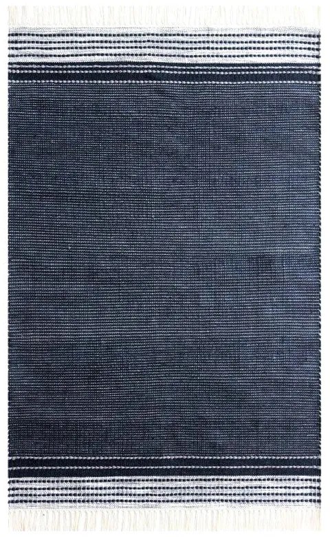 Tmavomodrý obojstranný vonkajší koberec z recyklovaného plastu Green Decore Civil, 80 x 180 cm