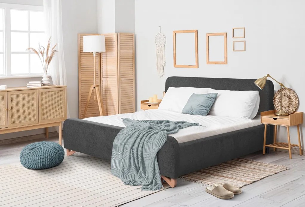 Posteľ Flamingo 180x200 cm, grafitovo šedá štruktúrovaná tkanina